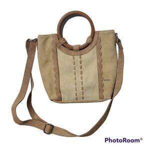 Kensie Tan Boho Wood Hadden Crossbody purse